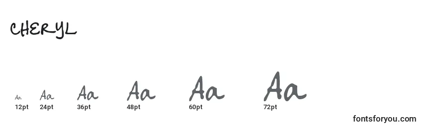 Größen der Schriftart CHERYL (123272)