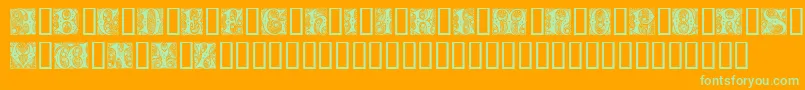 Fonte Cheshire Initials – fontes verdes em um fundo laranja