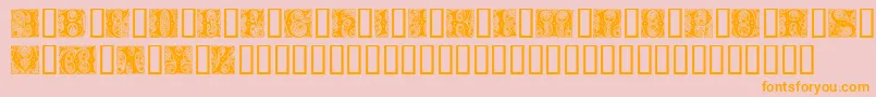Cheshire Initials-fontti – oranssit fontit vaaleanpunaisella taustalla
