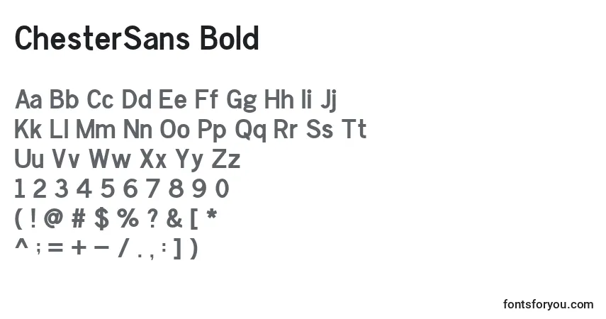Шрифт ChesterSans Bold – алфавит, цифры, специальные символы