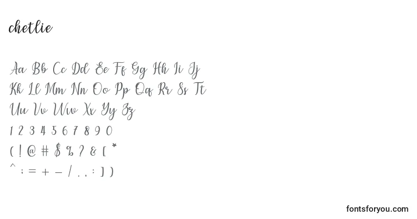 Fuente Chetlie - alfabeto, números, caracteres especiales