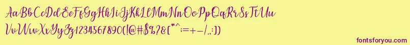 chetlie-Schriftart – Violette Schriften auf gelbem Hintergrund