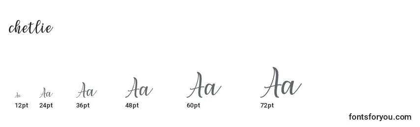Размеры шрифта Chetlie (123276)