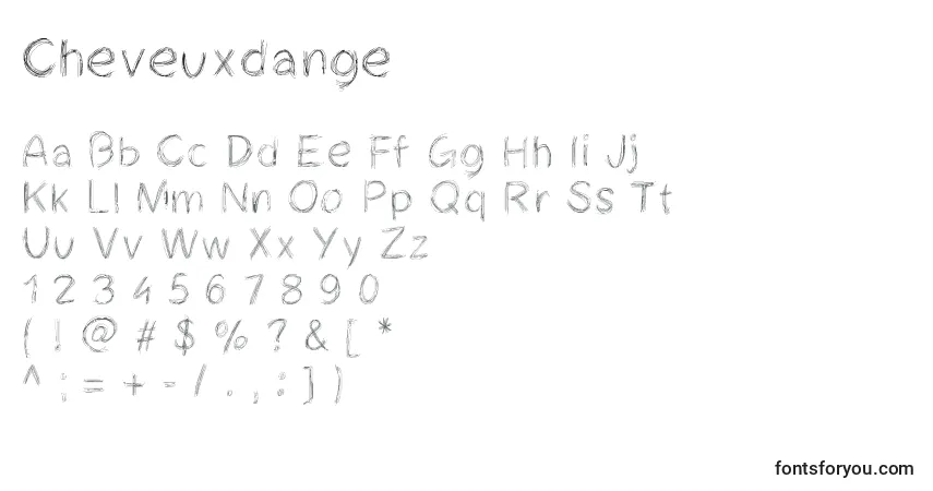 A fonte Cheveuxdange (123277) – alfabeto, números, caracteres especiais