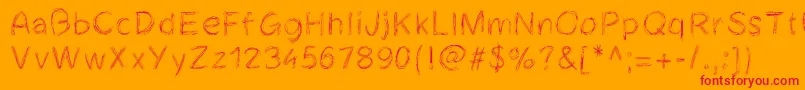 Cheveuxdange-Schriftart – Rote Schriften auf orangefarbenem Hintergrund