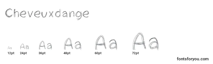 Größen der Schriftart Cheveuxdange (123277)