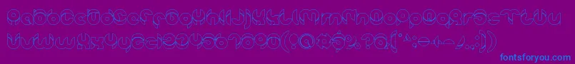 chewedkandi outline-Schriftart – Blaue Schriften auf violettem Hintergrund