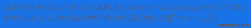 chewedkandi outline-Schriftart – Braune Schriften auf blauem Hintergrund