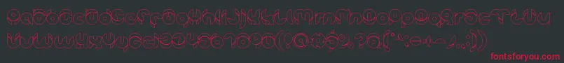 chewedkandi outline-Schriftart – Rote Schriften auf schwarzem Hintergrund