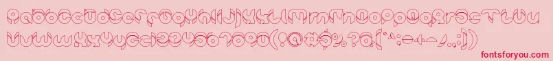 chewedkandi outline-Schriftart – Rote Schriften auf rosa Hintergrund