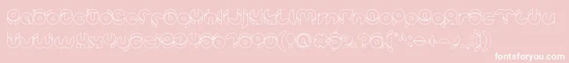 chewedkandi outline-Schriftart – Weiße Schriften auf rosa Hintergrund