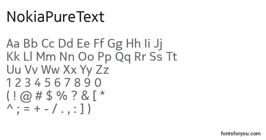 A fonte NokiaPureText – alfabeto, números, caracteres especiais