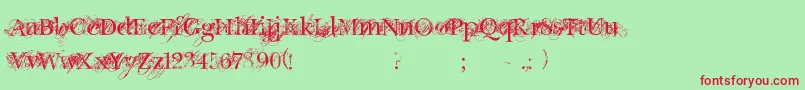 Chic decay Font – Red Fonts on Green Background