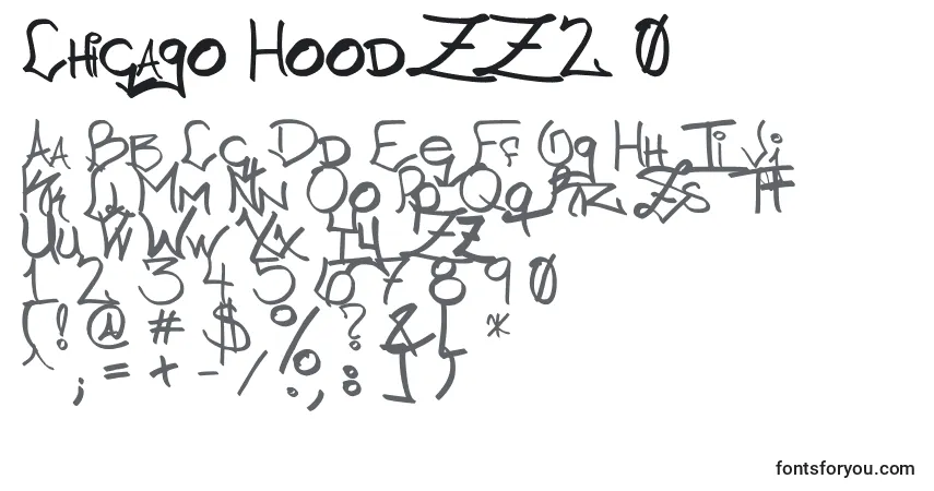 A fonte Chicago HoodZZ 2 0 – alfabeto, números, caracteres especiais