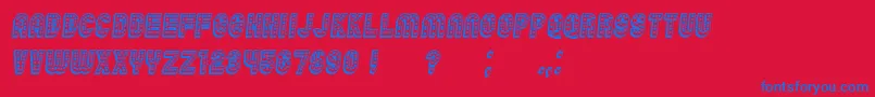 Fonte Chicago3D Italic – fontes azuis em um fundo vermelho