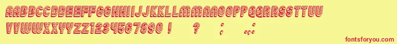 Chicago3D Italic-Schriftart – Rote Schriften auf gelbem Hintergrund