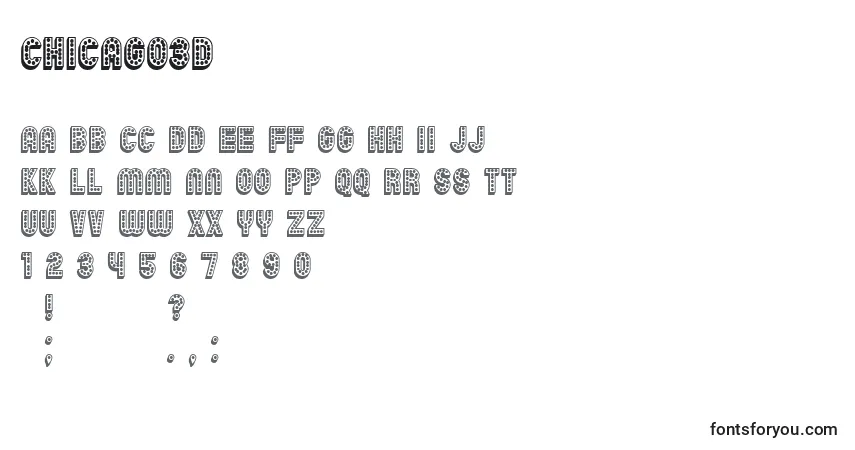 Chicago3D-fontti – aakkoset, numerot, erikoismerkit