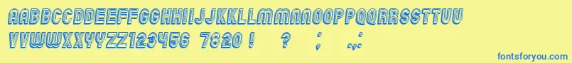 ChicagoBrightNeon3D Italic Font – Blue Fonts on Yellow Background