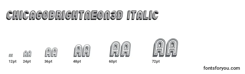 Tamaños de fuente ChicagoBrightNeon3D Italic