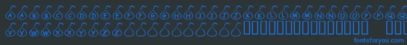 KrCandyKiss-fontti – siniset fontit mustalla taustalla
