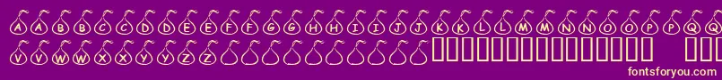 フォントKrCandyKiss – 紫の背景に黄色のフォント