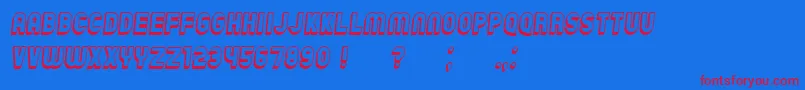 Czcionka ChicagoFlat3D Italic – czerwone czcionki na niebieskim tle