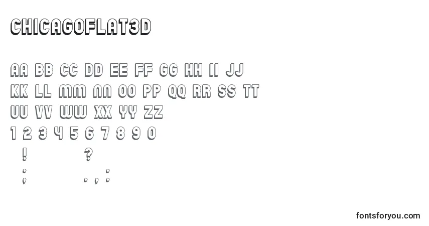 Czcionka ChicagoFlat3D – alfabet, cyfry, specjalne znaki
