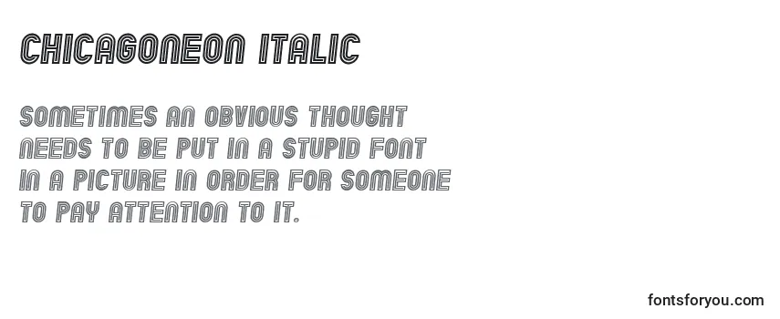 Review of the ChicagoNeon Italic Font