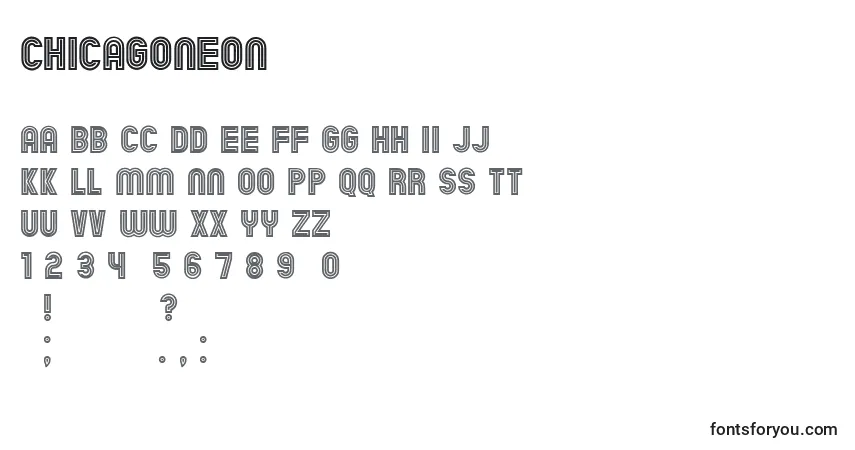 ChicagoNeonフォント–アルファベット、数字、特殊文字