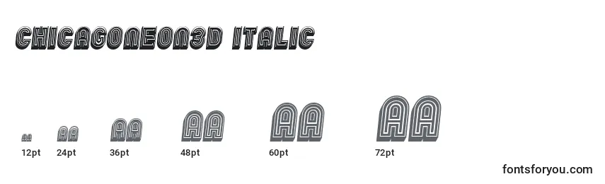 Tamaños de fuente ChicagoNeon3D Italic