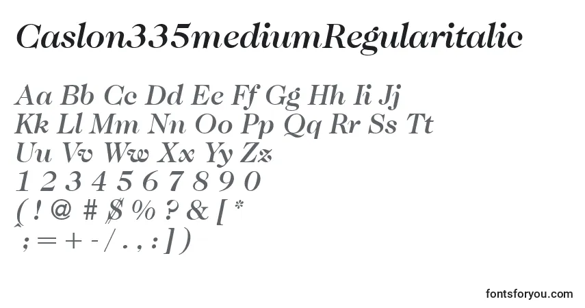 Caslon335mediumRegularitalic Font – alphabet, numbers, special characters