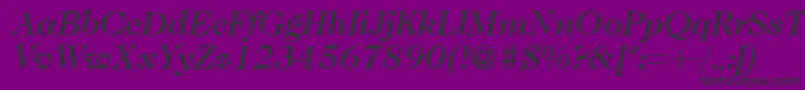 フォントCaslon335mediumRegularitalic – 紫の背景に黒い文字