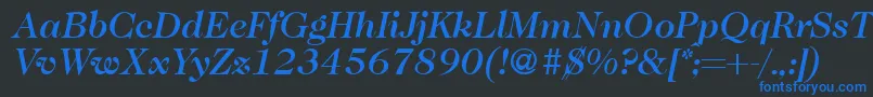 Weitere Informationen zur Caslon335mediumRegularitalic-Schriftart Caslon335mediumRegularitalic-Schriftart – Blaue Schriften auf schwarzem Hintergrund