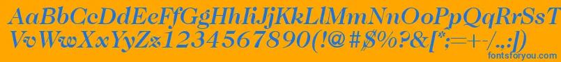 Caslon335mediumRegularitalic Font – Blue Fonts on Orange Background