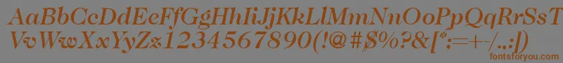 Więcej informacji o czcionce Caslon335mediumRegularitalic Czcionka Caslon335mediumRegularitalic – brązowe czcionki na szarym tle