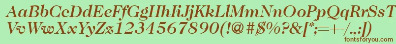 Czcionka Caslon335mediumRegularitalic – brązowe czcionki na zielonym tle