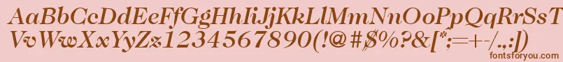 Saiba mais sobre a fonte Caslon335mediumRegularitalic Fonte Caslon335mediumRegularitalic – fontes marrons em um fundo rosa