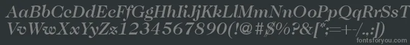 Lisätietoja Caslon335mediumRegularitalic-fontista Caslon335mediumRegularitalic-fontti – harmaat kirjasimet mustalla taustalla