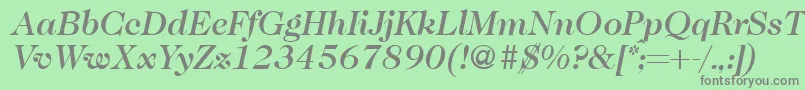 Fonte Caslon335mediumRegularitalic – fontes cinzas em um fundo verde