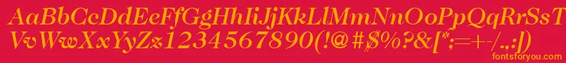 Шрифт Caslon335mediumRegularitalic – оранжевые шрифты на красном фоне
