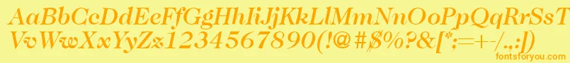 Więcej informacji o czcionce Caslon335mediumRegularitalic Czcionka Caslon335mediumRegularitalic – pomarańczowe czcionki na żółtym tle
