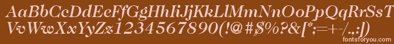 Caslon335mediumRegularitalicフォントについての詳細 フォントCaslon335mediumRegularitalic – 茶色の背景にピンクのフォント