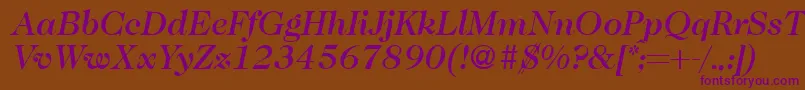 Saiba mais sobre a fonte Caslon335mediumRegularitalic Fonte Caslon335mediumRegularitalic – fontes roxas em um fundo marrom