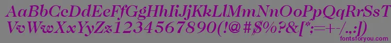 Caslon335mediumRegularitalicフォントについての詳細 フォントCaslon335mediumRegularitalic – 紫色のフォント、灰色の背景