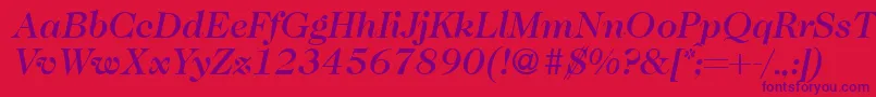 Caslon335mediumRegularitalic Font – Purple Fonts on Red Background