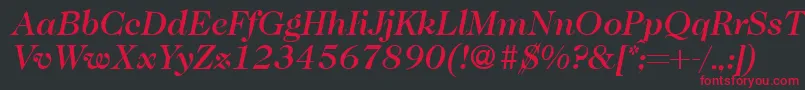 フォントCaslon335mediumRegularitalic – 黒い背景に赤い文字