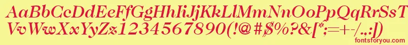 Шрифт Caslon335mediumRegularitalic – красные шрифты на жёлтом фоне