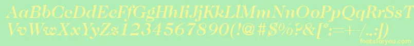Lisätietoja Caslon335mediumRegularitalic-fontista Caslon335mediumRegularitalic-fontti – keltaiset fontit vihreällä taustalla