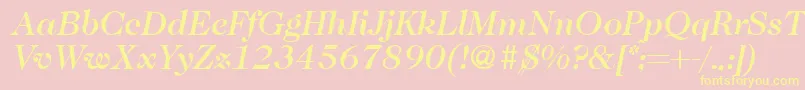 Caslon335mediumRegularitalicフォントについての詳細 フォントCaslon335mediumRegularitalic – 黄色のフォント、ピンクの背景