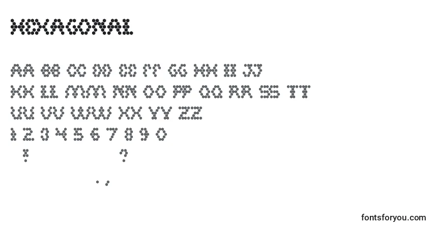 A fonte Hexagonal – alfabeto, números, caracteres especiais